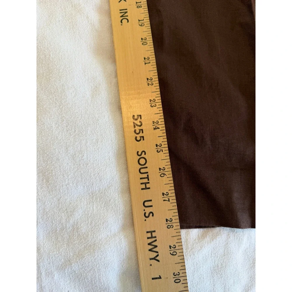 Men's Brown Pleated Trousers Linen Look Relaxed Fit Old Money Coastal 35 Waist